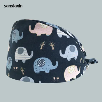 

New High quality Medical surgery Caps unisex Dentistry Beauty salon cap clinic medical scrubs nurse Doctor hats Adjustable print