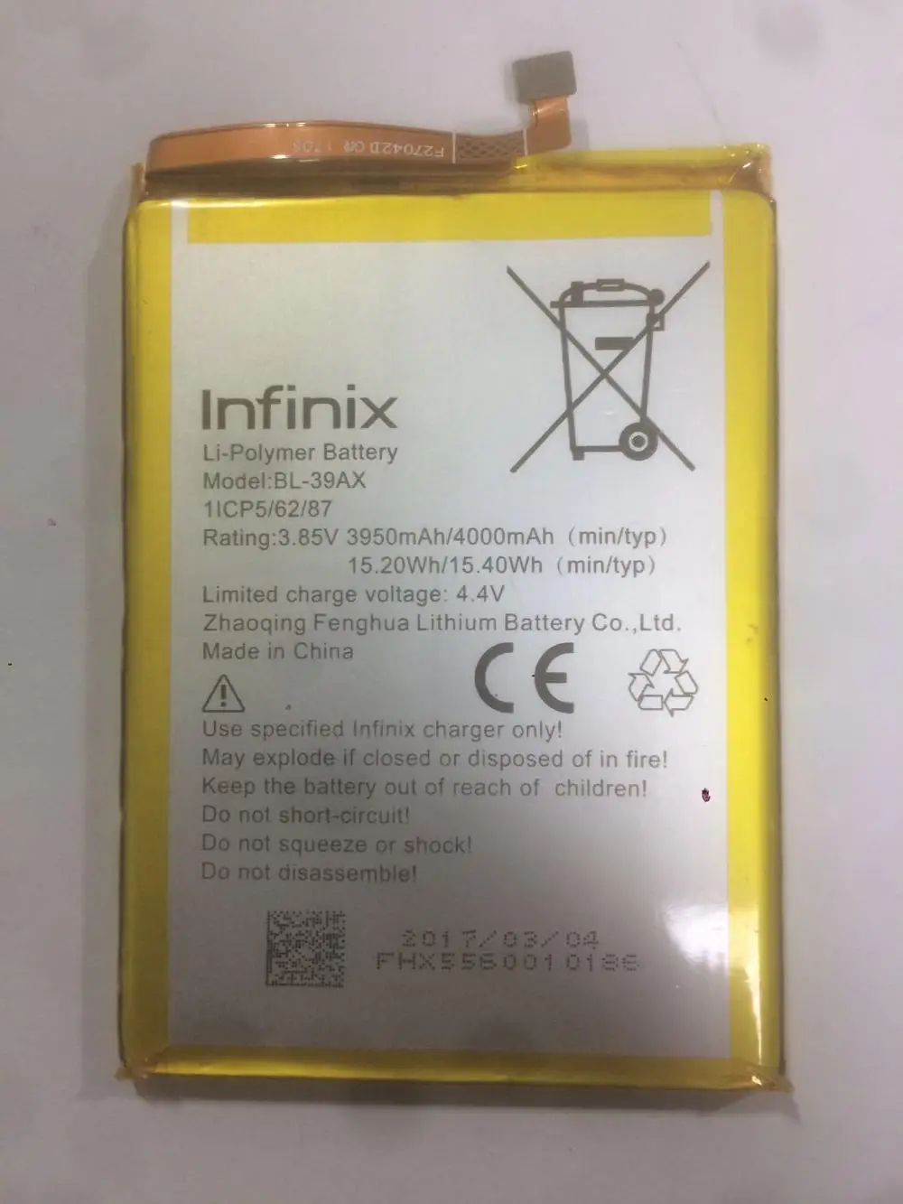 

3.8V 3950 mAh Replacement Battery For Infinix 4 X557 BL-39AX Cell Phone Batteries