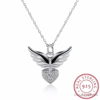 

2020 New Drop Shipping 925 Sterling Silver Necklaces Zirconia Angel Wings Necklaces Jewelry Collar Colar de Plata