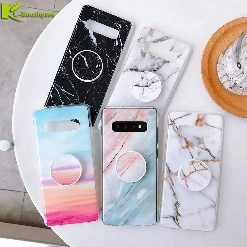 

For Samsung A50 Case Marble Soft Cover on sFor Funda Samsung Galaxy S10 S8 S9 Plus S10E A10 A20 A30 A50 Phone Case Holder Stand