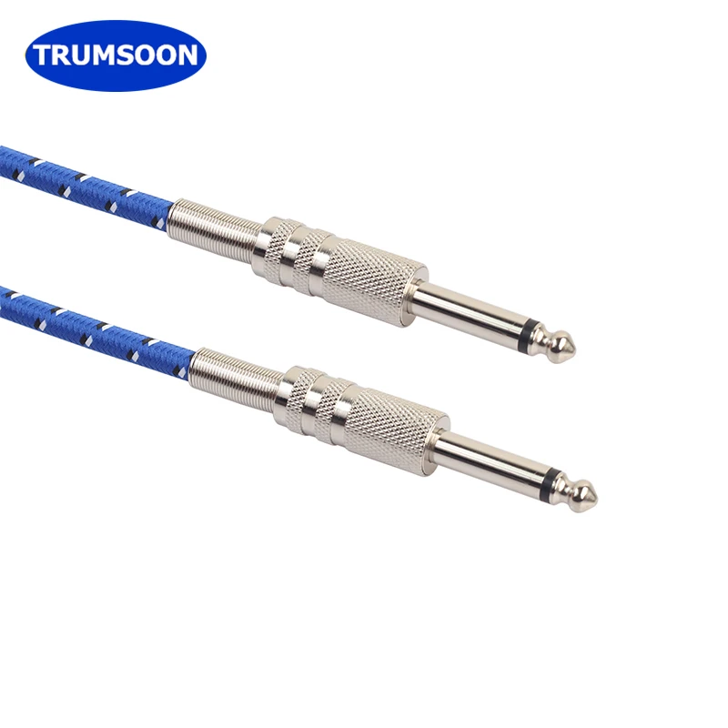Trumsoon 6.35mm Jack to 6.35mm Male Woven AUX Cable Audio Cord for Mixer Amplifier Microphone Guitar