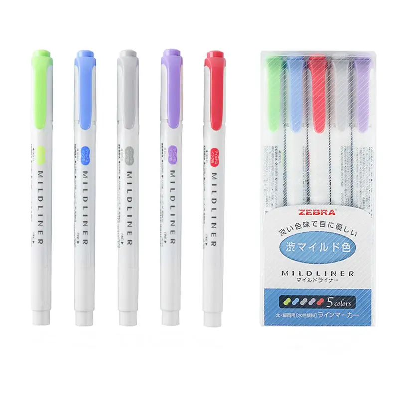 

Japanese Stationery Mild Liner Double Headed Highlighter Pen Milkliner Pen Fluorescent Pen Colored Drawing Marker Pens 25 Colors