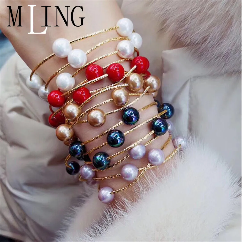 

MLING New Gold Multi-layer Pearl Bracelet For Women