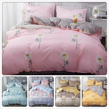 

Couple Double Big Size Duvet Cover Sheet Quilt Pillow Case 3/4 pcs Bedding Set Kids Girl Soft Cotton Bed Linen Single Queen King