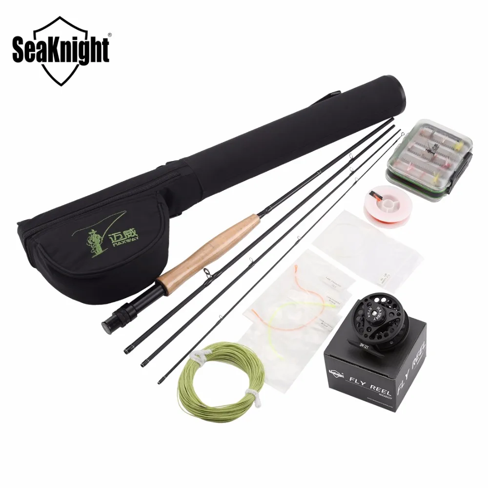

SeaKnight MAXWAY Classic 3/4 Fly Fishing Tackle Combo 4 Segments Full Metal Reel Water Proof Rod Bag Line Box Lure Super Set Kit