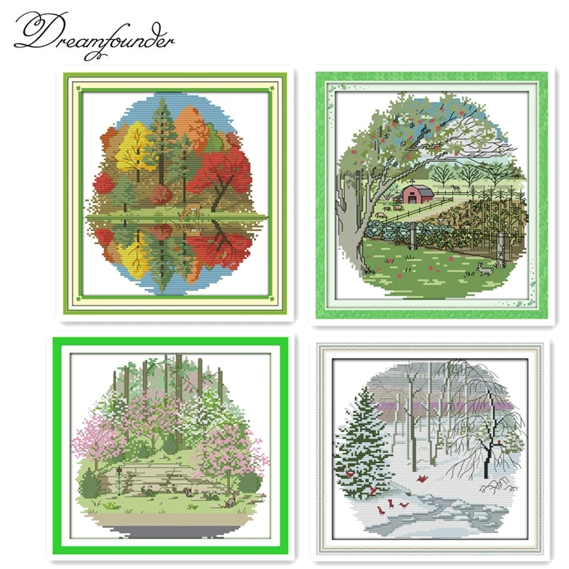 Набор для вышивки крестиком Suburban four seasons aida 14ct 11ct рукоделие с принтом|handmade