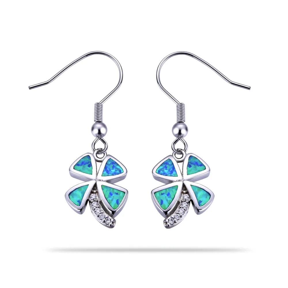 

1 Pair Blue Opal Women Girl Animal Butterfly Earrings with Natural Cubic Zirconia Stone Vintage Jewelry Brinco For Wedding