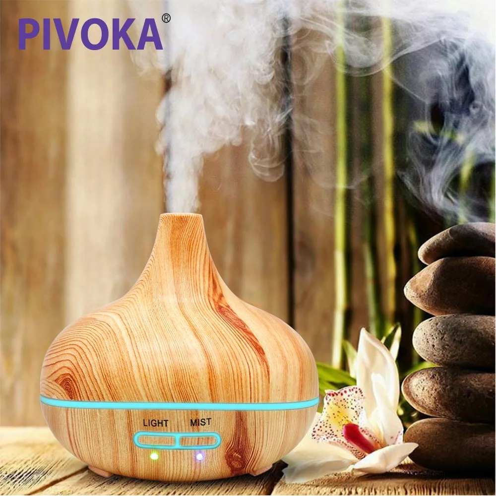 

PIVOKA Wood Grain 235 ML Air Humidifier Essential Oil Diffuser Aroma Lamp Aromatherapy Electric Aroma Diffuser 505Y