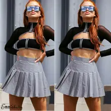 Для женщин мода лето Светоотражающие светящиеся плиссированные мини-юбка Высокая Талия клуб короткие ветер юбка для косплея kawaii женские мини-юбки