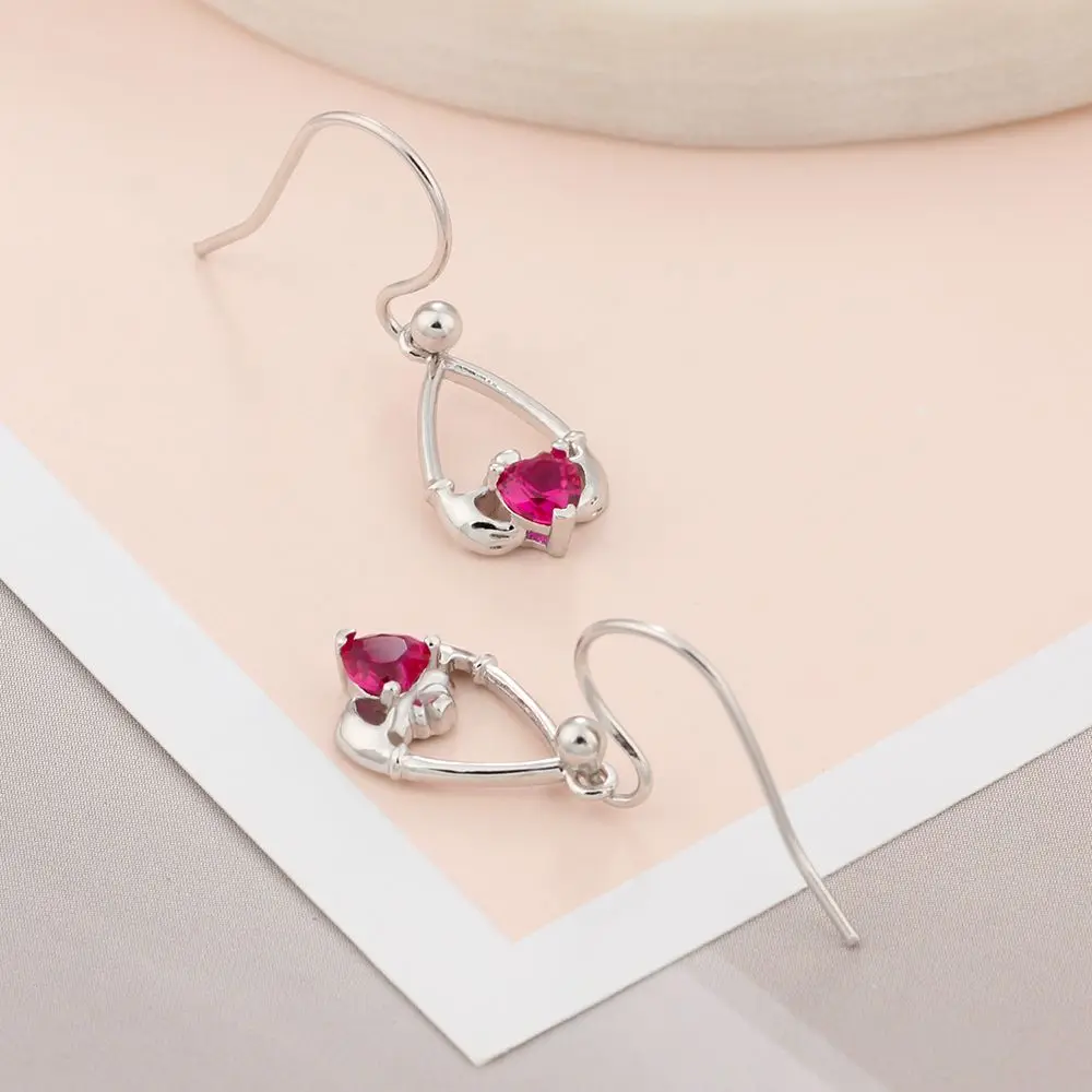 925 пробы Щепка серьги Claddagh Персонализированные Камень падение серьги ирландский дружба подарок ювелирных изделий(JewelOra EA102004