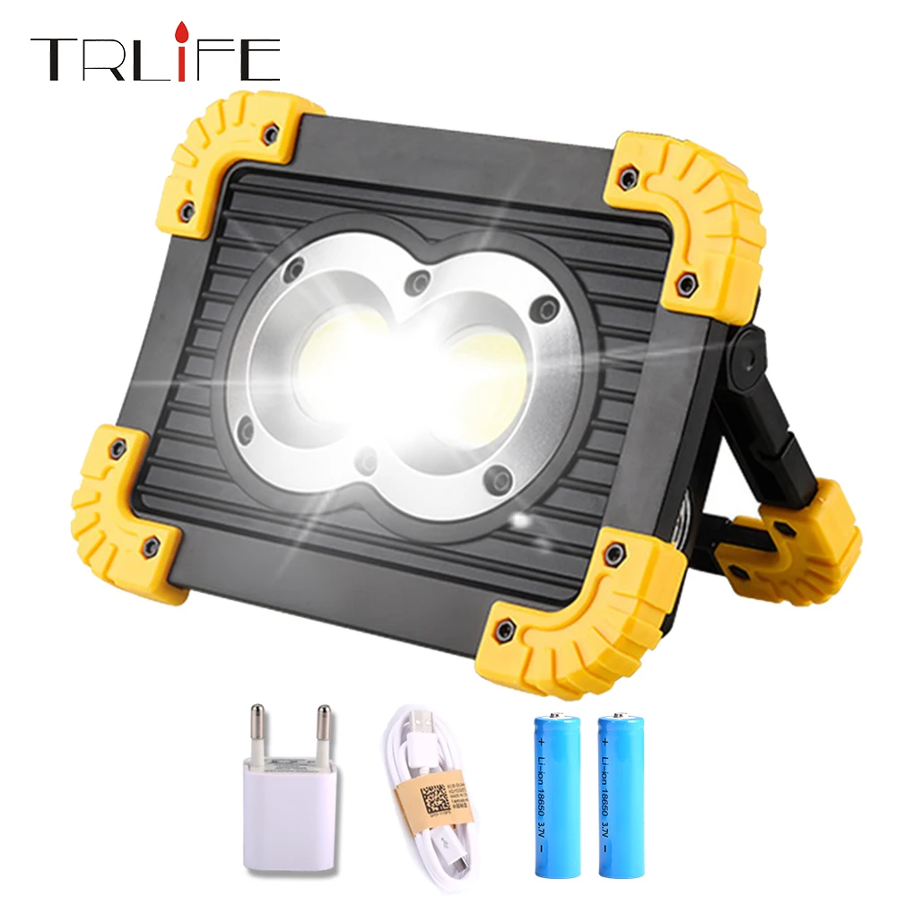 

COB Work Light Lamp Portable Floodlight Spotlight 40W Outdoors Laterna USB Rechargeable Camping Light Use 18650 Battery