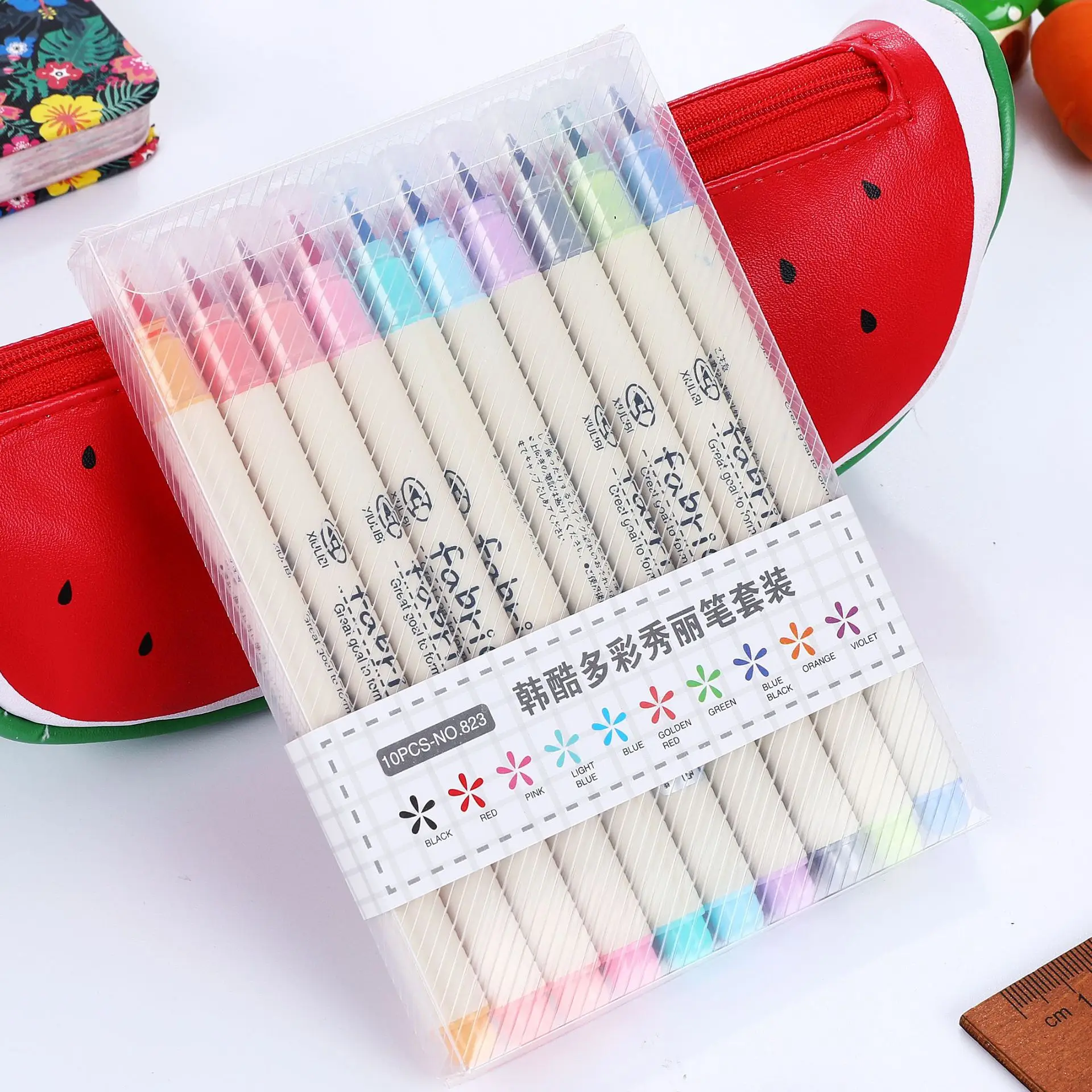 

10 pcs Fabricolor write brush pen Color Calligraphy marker pens set Chinese Stationery Drawing art School supplies
