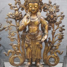 3" Тибет Храм Бронзовый Gild Свинка резные лотоса Дхарма-чакра Kwan yin Зеленая ТАРА