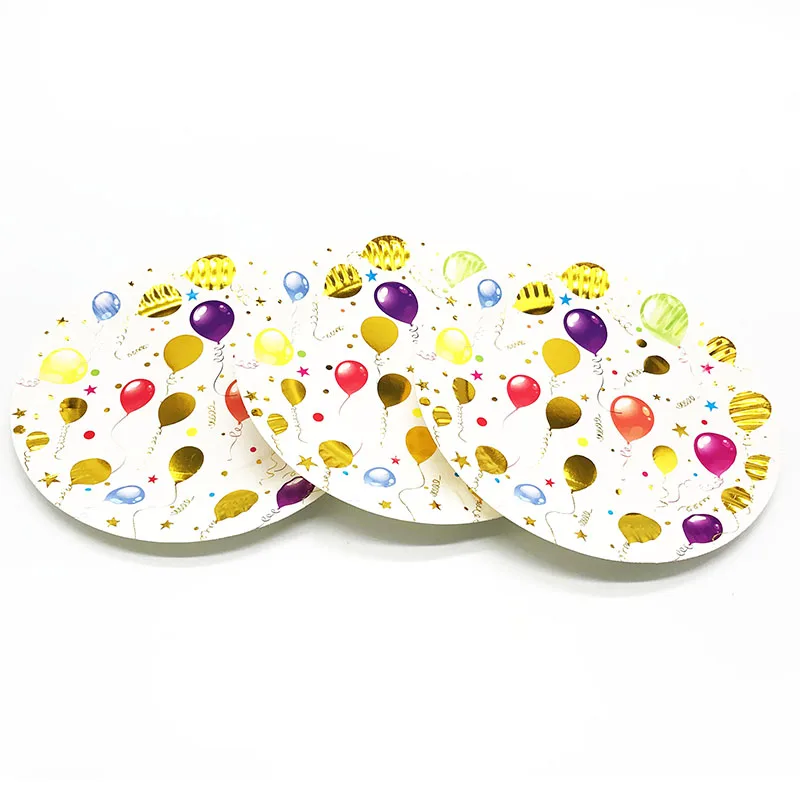 

10pcs/lot Balloons theme disposable dishes Balloons paper plates baby shower party decorations gold balloons plates dishes