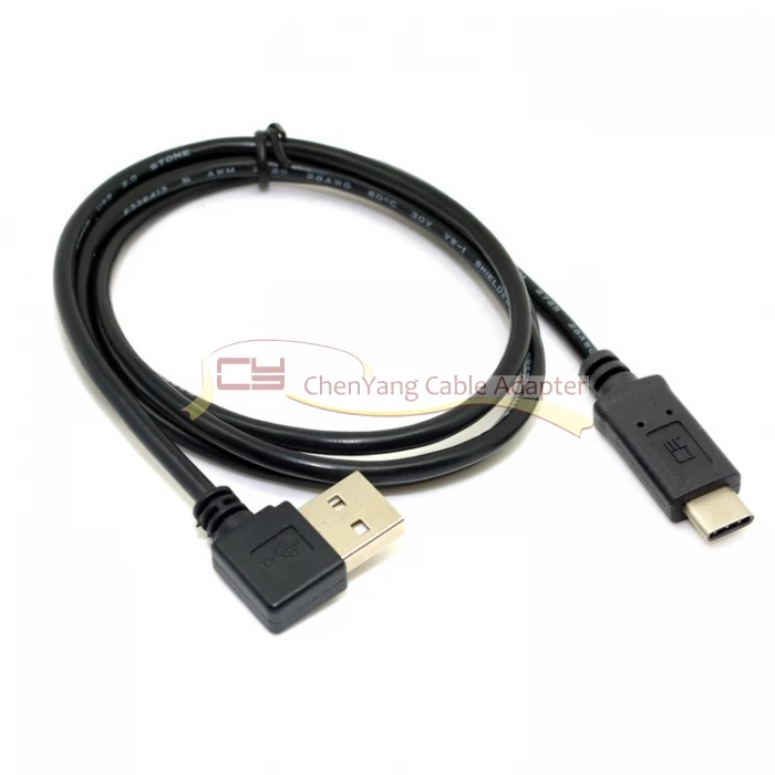 Реверсивный USB-C type C к USB 2,0 90 градусов левый и правый угловой кабель для передачи данных для Mac book& Tablet& сотовый телефон