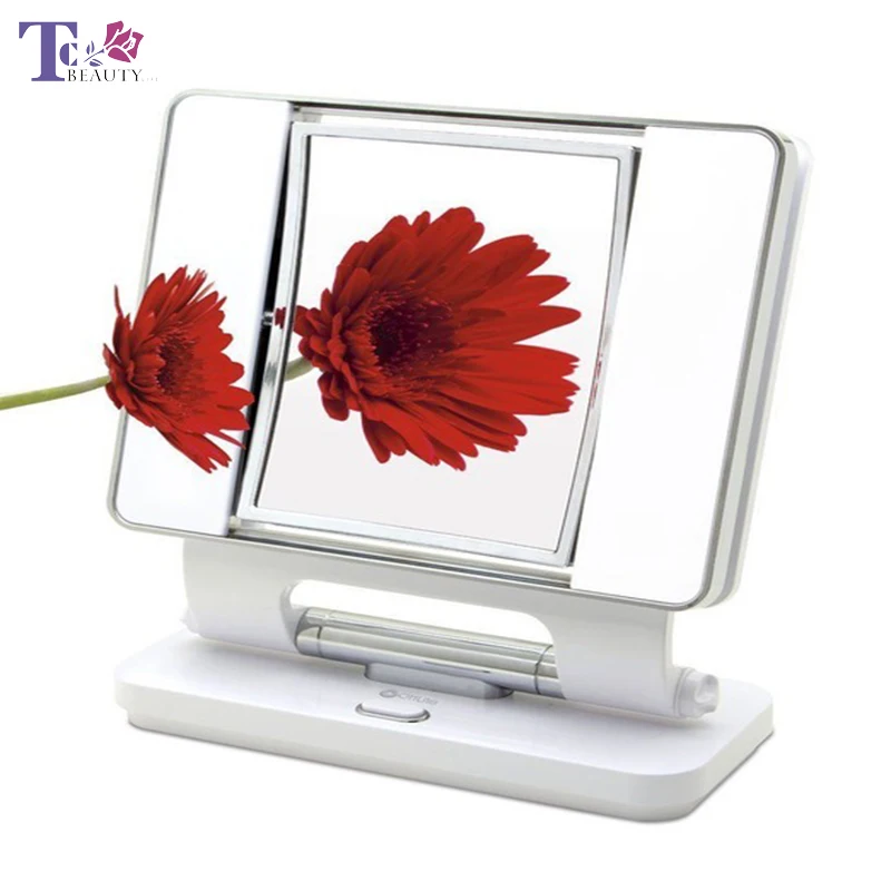 

Lighted Rotating 5X Natural Daylight Makeup Mirror White