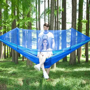 

Outdoor Garden Parachute Cloth Anti-mosquito Hammock Automatically Open Hanging Bed Hunting Sleeping Swing 1-2 Person