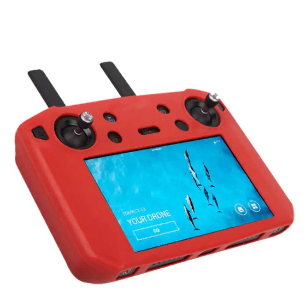red Silicone Protective Cover Case with Sun Visor for DJI MAVIC Casual 2 Black, Red Smart Controller - Цвет: red