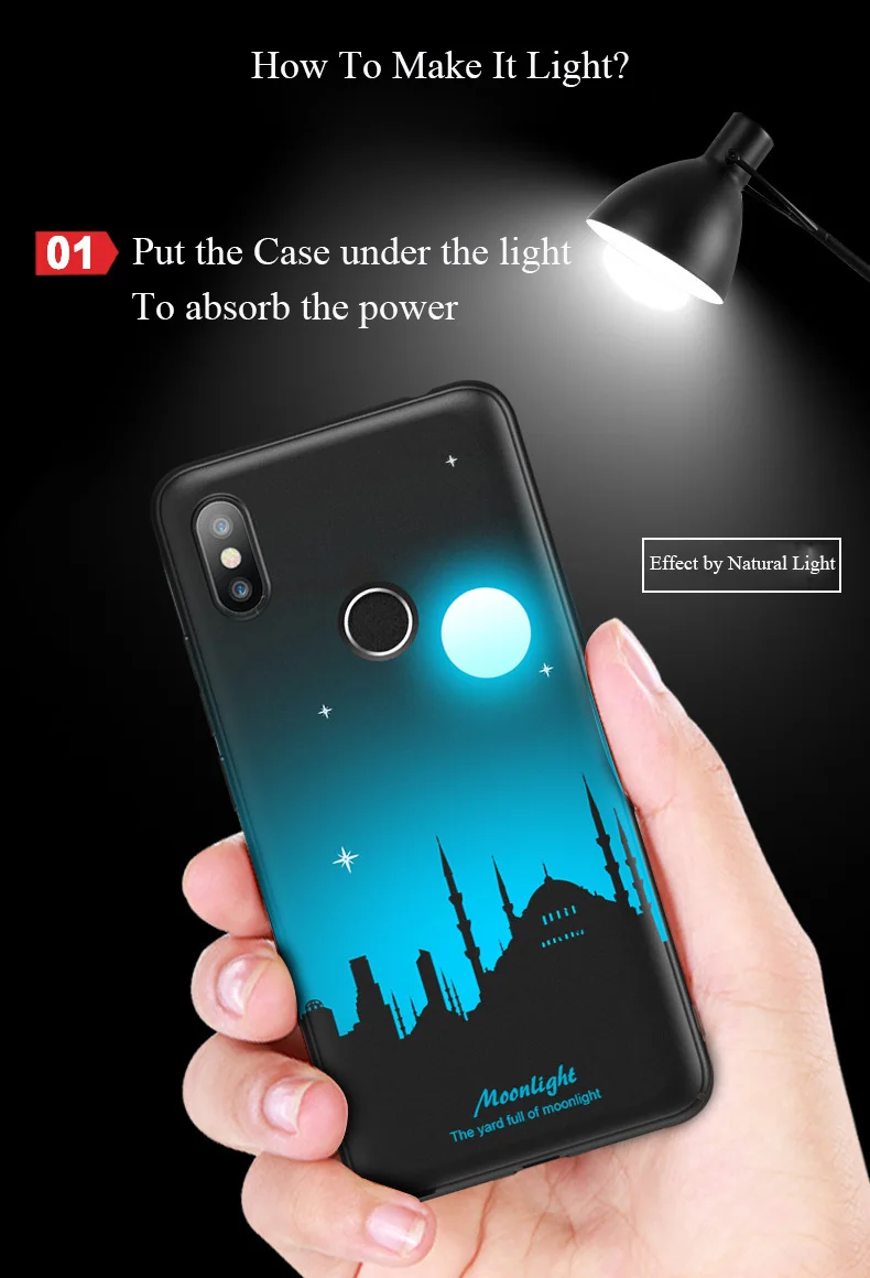 Luminous Soft Back Cover Case Silicon Cover for Xiaomi 6X Redmi S2 Mi 8 Mi 8SE (4)