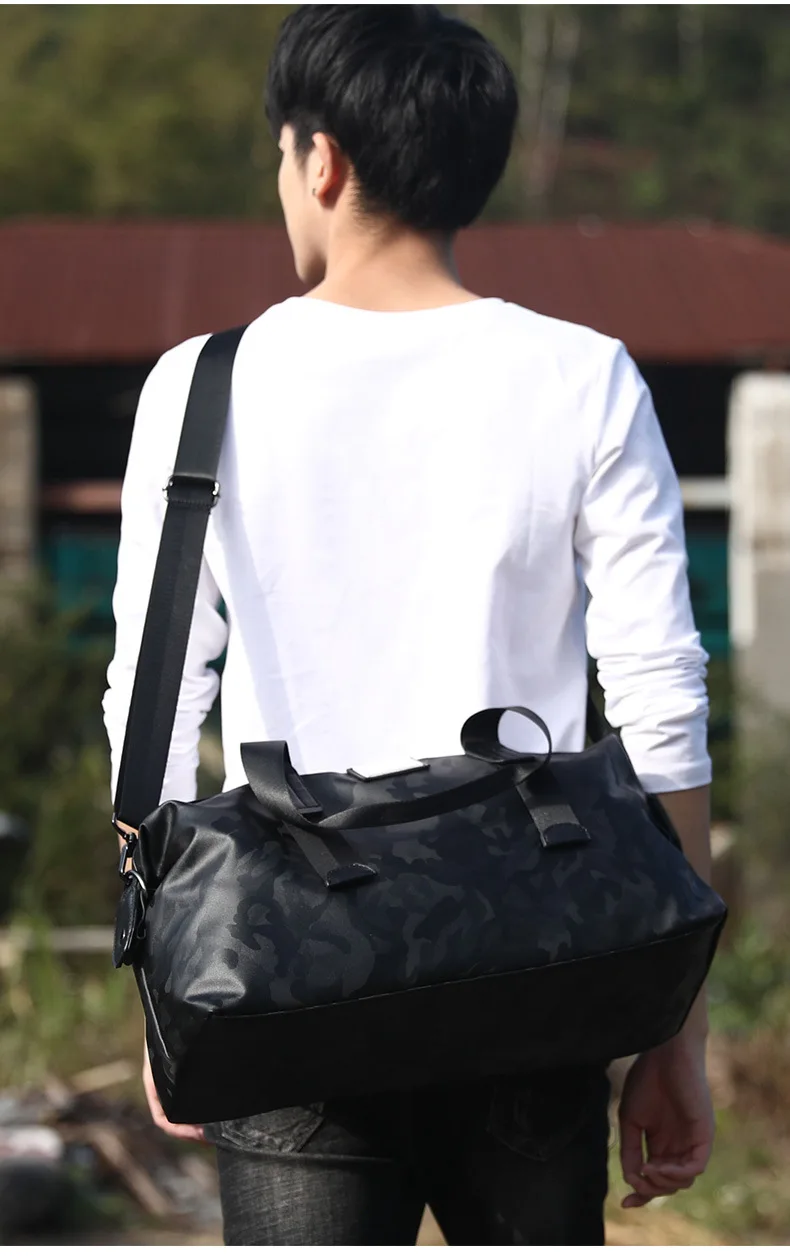 Модные черные для мужчин путешествия вещевой сумки водонепроницаемые нейлоновые сумки повседневное сумка бизнес человек Мужская