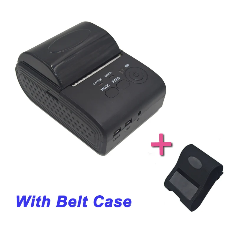 Большой рулон бумаги 57 мм X 50 Bluetooth принтер портативный Android мини принтер беспроводной 58 мм Мобильный Bluetooth принтер SM-5803BT - Цвет: Black with case