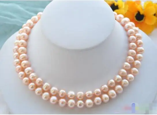 

Hot sale new Style >>>>> 33" 10mm pink round freshwater cultured pearl necklace