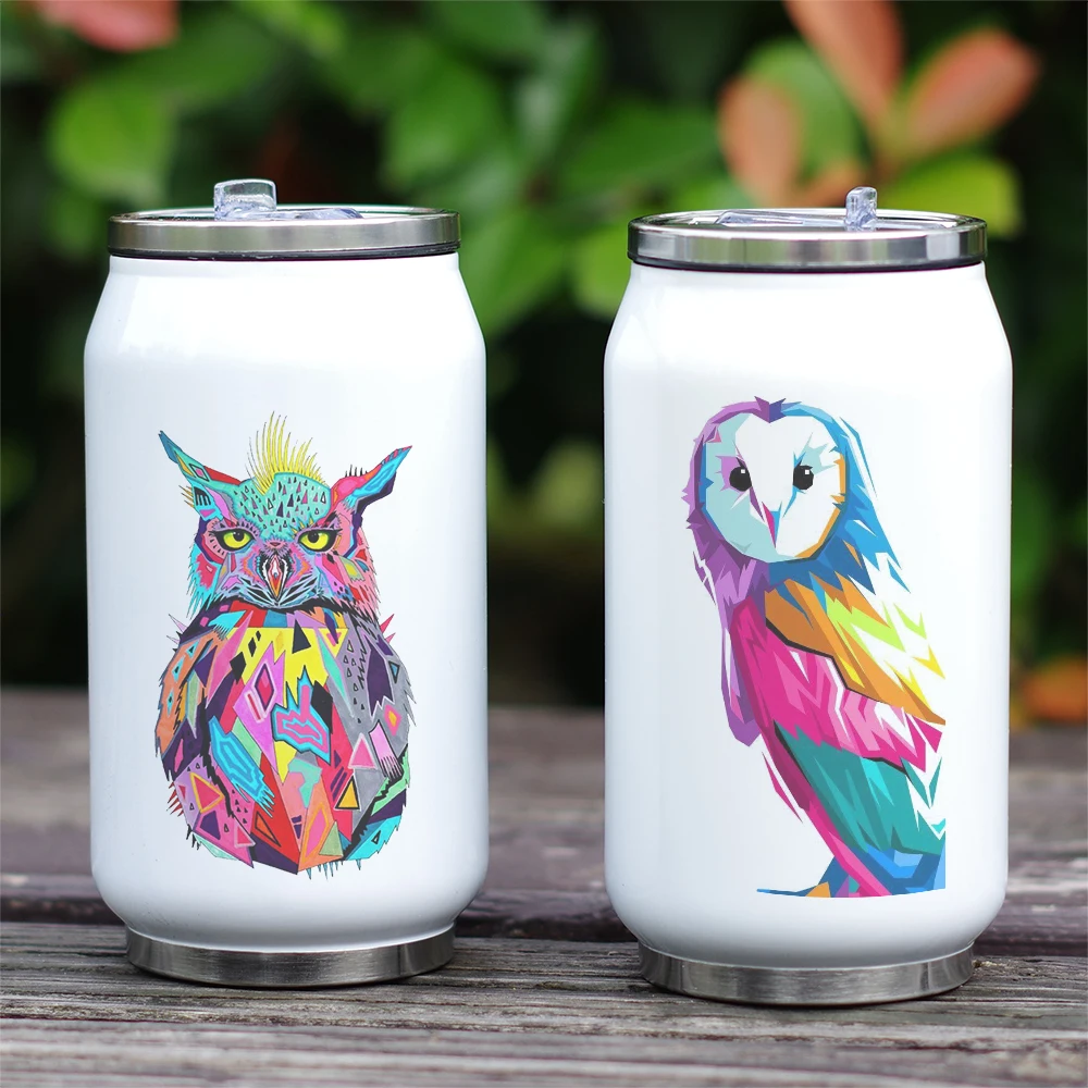 

Children Thermoses with Animal Design Printing Watercolor Owl Insulated Flask Double Wall Vacuum Bottle Stainless Steel Cool