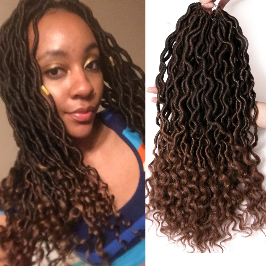 VERVES Faux locs 18 дюймов вязание крючком сплетенные волосы для наращивания 24 пряди/упаковка косички Омбре плетение волос синтетический афро коричневый оптом