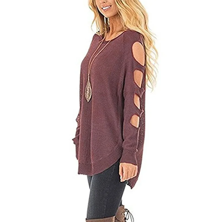 LOGAMI Hollow Out Sleeve Irregular Pullover And Sweater Women New Arrival Fashion Sweaters Female Sweaters