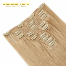 Oceane Hair #24 Dark Blonde 100g 9pcs Clip In Hair Extensions full head Straight Brazilian Remy virgin virgin hair clip ins