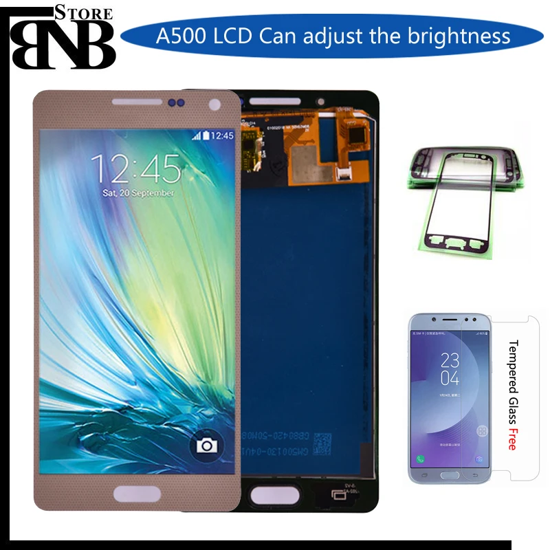 Продажа Для samsung Galaxy A5 2015 A500 A500F A500M ЖК дисплей + кодирующий преобразователь сенсорного экрана в сборе можно регулировать яркость