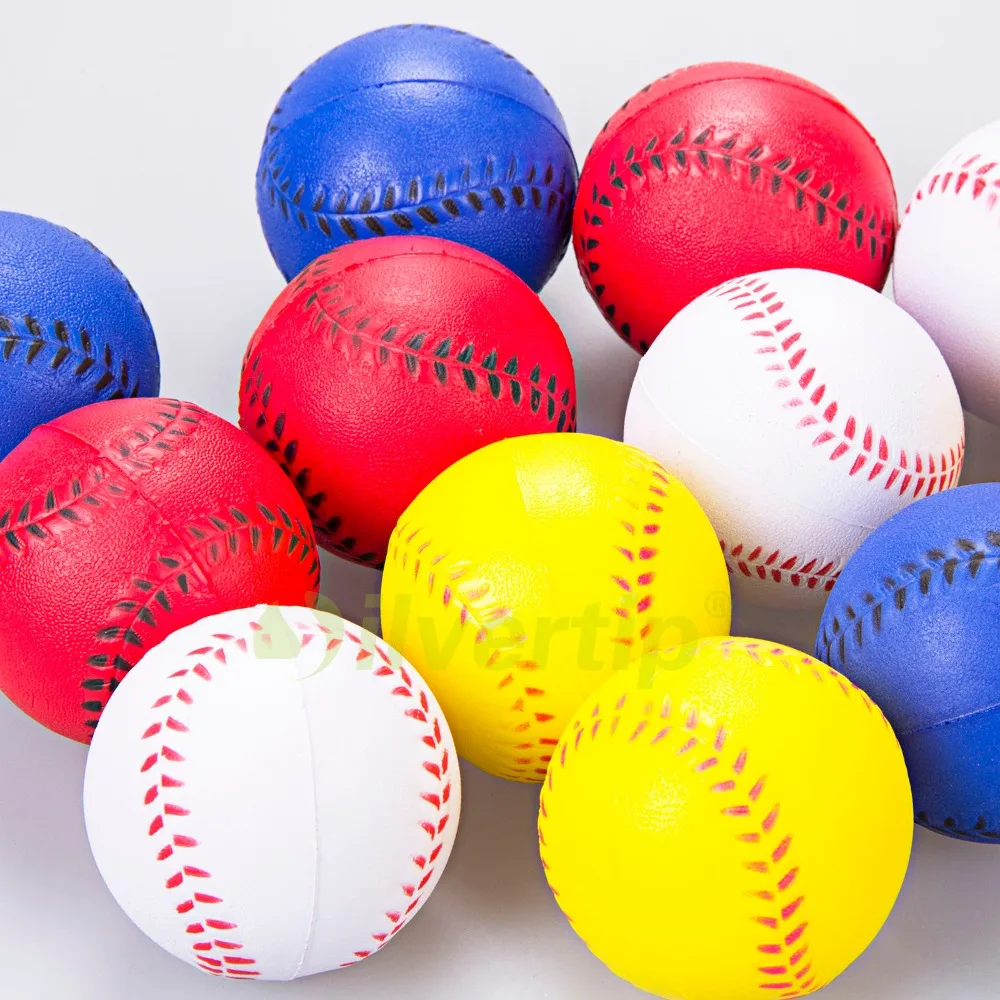 Free Shipping 12pcs PU Foam Sponge Baseball Base Balls Elastic Indoor