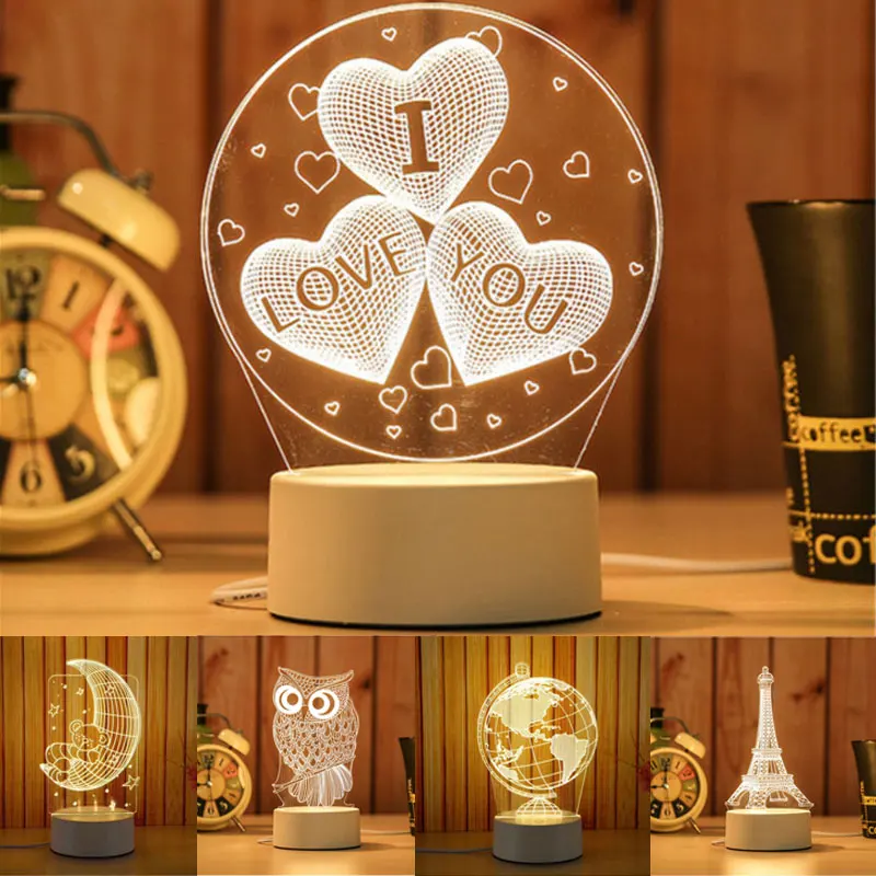 

3D LED Table Night Light USB powered Acrylic Light ABS+Multi-design Lamp for Children Bedroom decoration