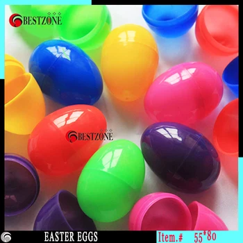 Colorful Plastic Easter Eggs or plastic eggshell 55*80mm large size candy box for children in Easter decoration Free Shipping 1