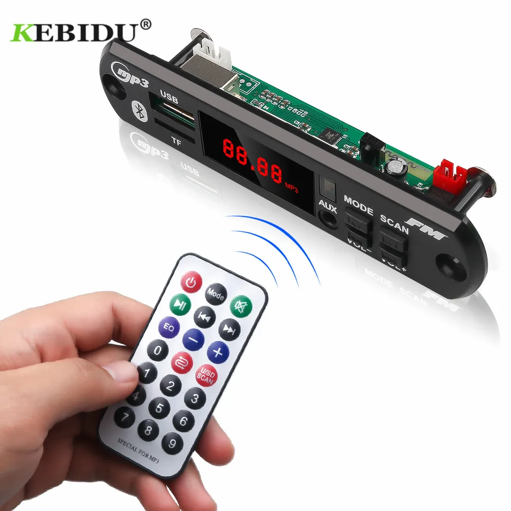 

5V 12V Color screen Bluetooth MP3 WMA USB/SD/FM/AUX Decoder Board Plate Audio Module MP3 Speaker Accessories for Automobile Car