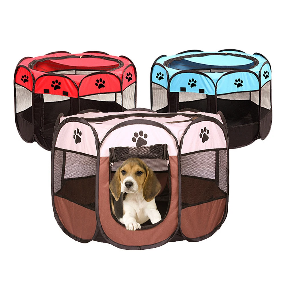 

Portable Folding Pet Tent Dog House Cage Dog Cat Tent Playpen Puppy Kennel Easy Operation Octagonal Fence Outdoor Supplies