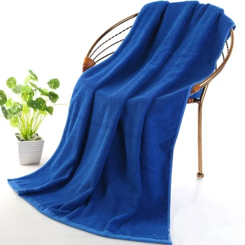 

1pcs Solid Blue Color Large Hotel Bath Towel Thicken 100% Cotton Adults Towel Gym Fast Drying Cloth Salon Bed Large Sport Towels