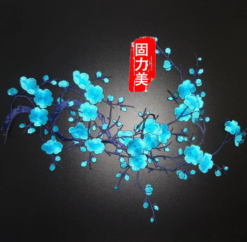 

CHEAP PRICE 1PC embroidered pulm blossom flower iron on patch with 27 different colors