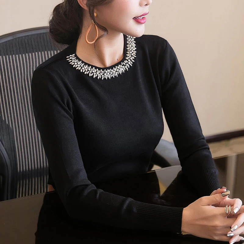 2019 Mujeres Las Mujer De Larga 30 Blanco Blusa Blusas Ropa Camisa El Manga Black white Collar O Slim Nueva Más Sólido Tamaño D85 Otoño Tops fpwqtfr