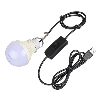 

5W USB LED Bulb Switch Home Emergency Portable For Night Reading Outdoor Camping HVR88