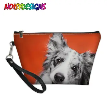 

NOISYDESIGNS Cosmetic Organizer Bag Border Collie Toiletry Cases Women Femininas Custom Design Tote Make Up Bag Wash Bath Pouch