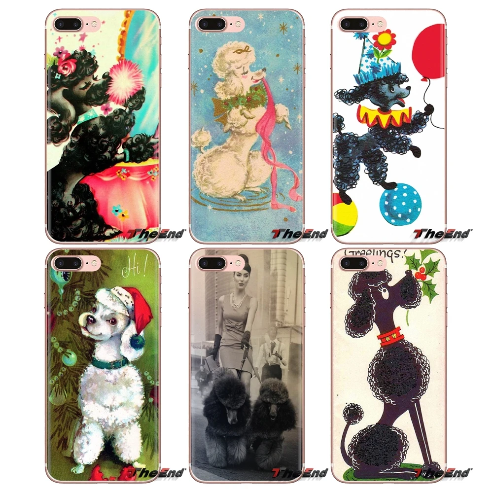 For iPod Touch Apple iPhone 4 4S 5 5S SE 5C 6 6S 7 8 X XR XS Plus MAX Transparent Soft Cases Covers Vintage Poodle Art |