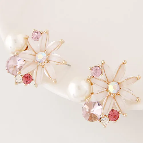 

Fashion Rhinestone Flower Luxury OL stud Earrings Women rose earrings wholesale