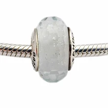 DIY подходит Pandora Charms браслеты морозный мятный мерцающее муранское стекло бусины 925 пробы-серебро-ювелирные изделия