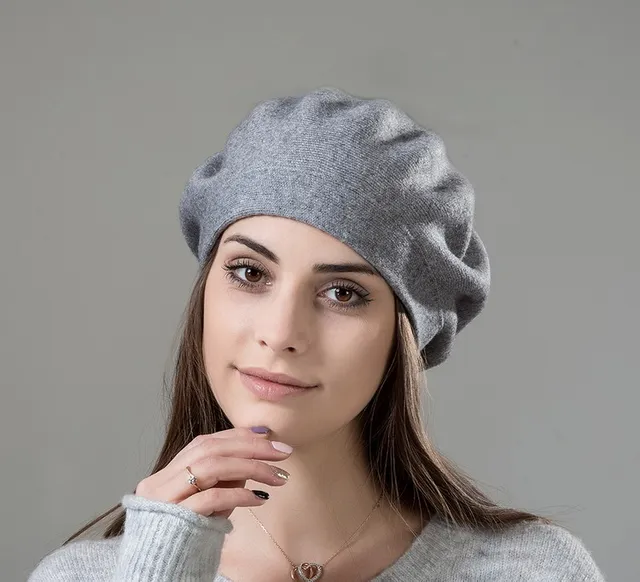 [Rancyword] High Quality Women Winter Hat Berets Cashmere Wool Berets For Girls Casual Knitted Warm Winter Hats Beanie RC2045 grey color