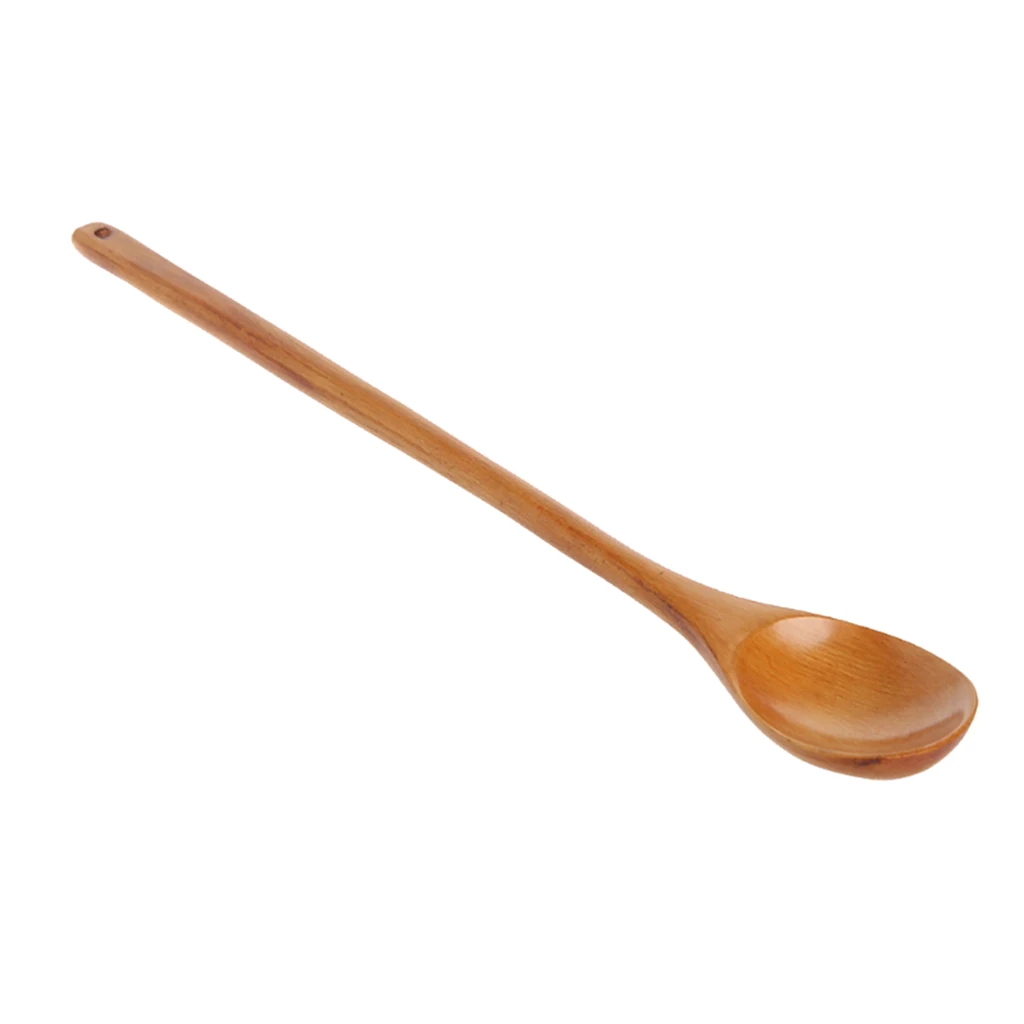 Vintage Wooden Wood Spoon Coffee Tea Cooking Dining Utensil Retro Long Handle