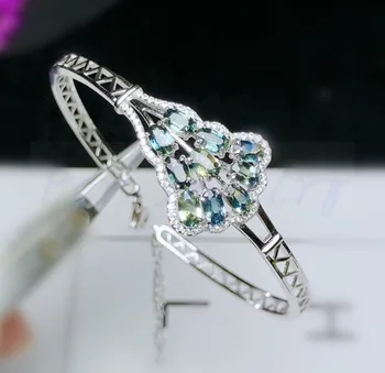 

Natural real sapphire bangle 0.35ct*10pcs gemstone Free shipping For men or women Fine jewelry #YH193702BR