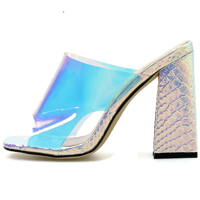 Fashion Pvc Jelly Sandals Crystal Open Toed Sexy Thin Heels Crystal Women Transparent Heel Sandals Slippers Pumps for Dropship