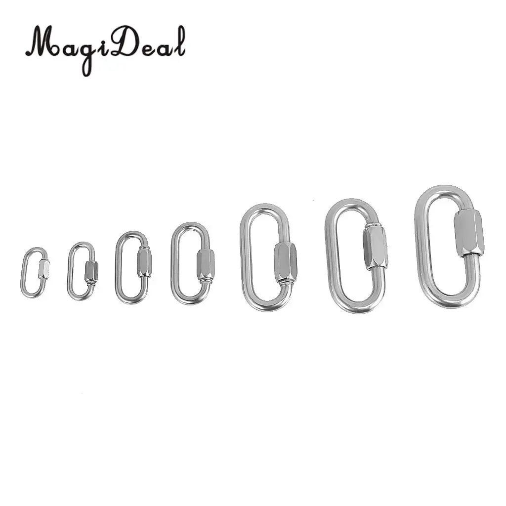 MagiDeal Safety 5mm 316 Stainless Steel Chain Quick Link Marine Grade Carabiner SWL 450KG/ 220KG for Hiking Camping Application
