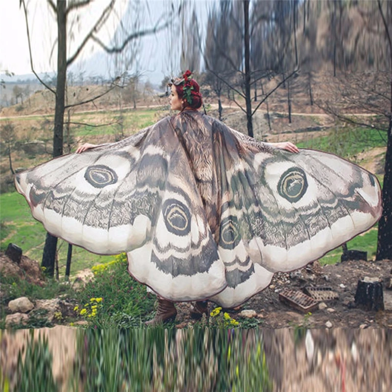 Paréo papillon très grande taille en mousseline de soie bombix